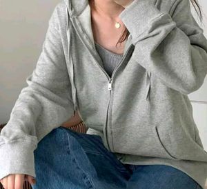Grey Zip-Up Hoodie Jacket