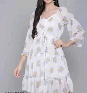 Cute Daisy Print Mini Dress