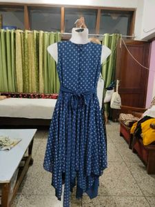 Zeel Creation Navy Blue Printed Midi Dress