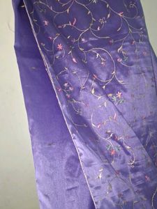 Elegant Purple Saree with Golden Border