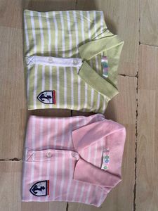 🌸 Pink &amp; Green Striped Polo t-shirt Combo Set 🌸
