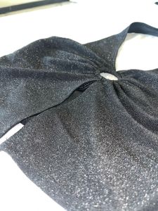 Sparkly Black Halter Neck Crop Top
