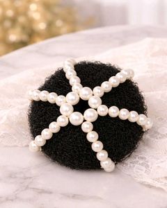 Stretchable Pearl Embellished Hair Bun Maker