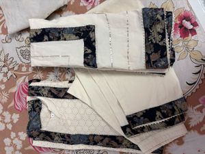 schiffli/ hakoba kurta pants dupatta set