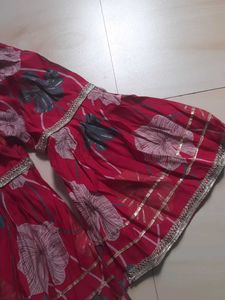 Beautiful Red Floral Kurta Set with Dupatta
