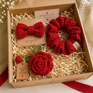 Handmade Crochet Red Rose Gift Set