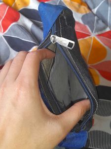 Denim Crossbody Bag with Colorful Zippers