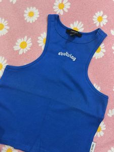 Forever 21 Blue Ribbed Crop Tank