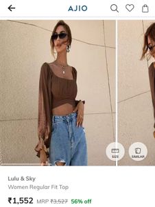 Brown Tie-Up Square Neck Top
