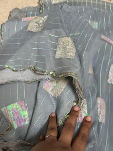 Elegant Grey Saree with Sequins