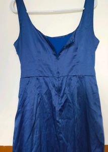 Elegant Blue Satin Cocktail Dress
