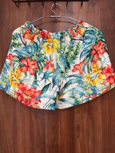 Vibrant Floral Print Shorts &amp; Cardigan Set.