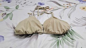 H&M Shimmery Beige Halter Bikini Top