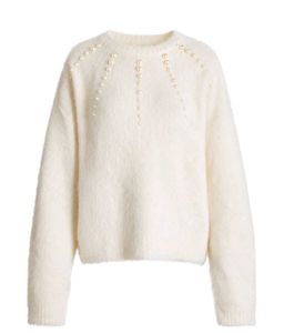 🤍✨ Aesthetic Soft White Faux Angora Pearl Sweater