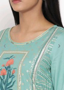 AURELIA Round Neck Ethnic Motifs Printed Beads