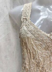 Bohemian Lace Trimmed Beige Maxi Dress