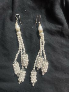White Pearl Dangle Earrings