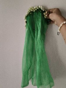 Green Dupatta with Floral Embellishments