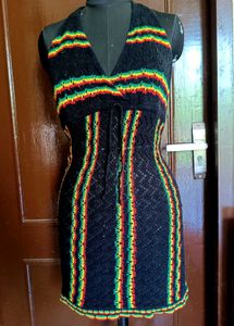 Crochet Halterneck Mini Dress