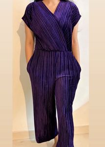 ✨ Purple Velvet Pleated Jumpsuit – Lifestyle ✨