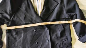 Stylish Black Double-Breasted Trench Coat