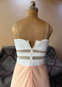 Chic White &amp; Peach Maxi Dress