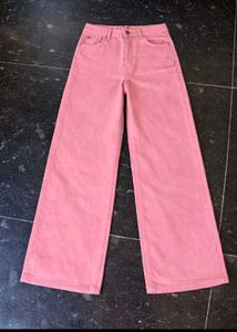 Pink Wide Leg Denim Jeans