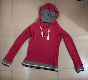 Pink Hoodie with Grey Lining