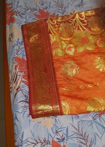 Orange Saree with Gold Motifs