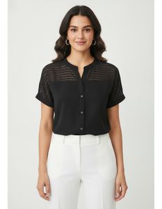 Marie Claire Sheer Short Sleeve Shirt Top