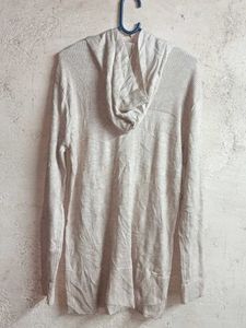 Cozy Cream Knit Cardigan Hoodie Long