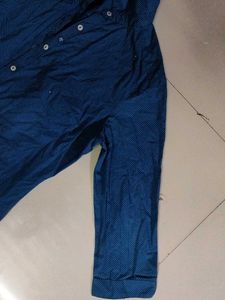 Blue Dotted Button-Up Shirt