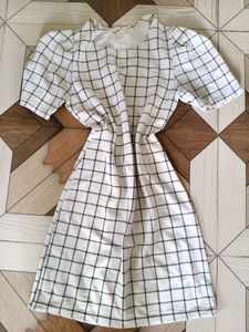 White & Black Checkered Mini Dress