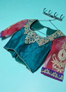 Embroidered Teal &amp; Pink Lehenga Choli Set