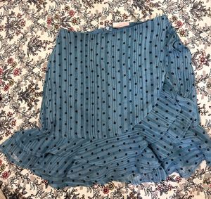 Blue flower Print Ruffle skirt