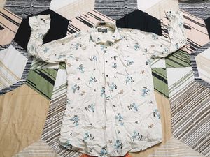 Men's Cream Floral Print Shirt
