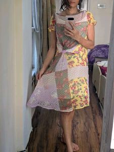 Boho Patchwork Floral Mini Dress