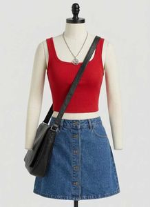 Vibrant Red Square Neck Tank Top