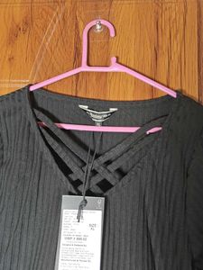 Free delivery! Black Ribbed Long Sleeve Top