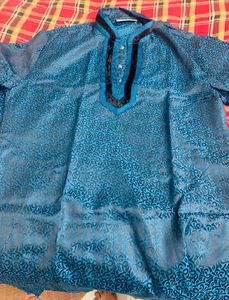 Men's Teal Brocade Kurta