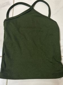 Olive Green Ribbed Tank Top