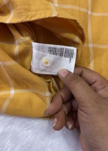 Mustard Yellow Plaid Button-Up Shirt