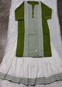 Green & White Embroidered Lehenga Choli