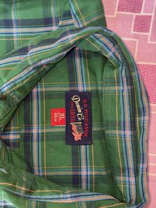 Green Plaid Long Sleeve Button-Up Shirt