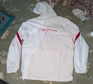 only 3 times used White Hooded Jacket with Red Acc