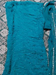 Teal Embellished Salwar Kameez