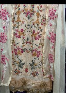 Embroidered Peach Pakistani Kurti with Dupatta