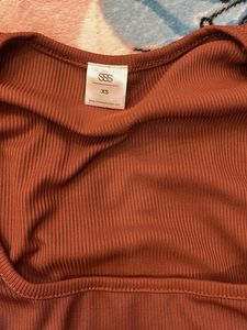 Brown Long Sleeve Crop Top