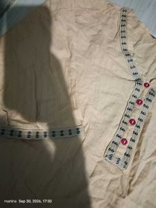 Elegant Beige Kurta with Pink Border