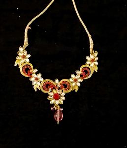 Stunning pink &amp; White Kundan Stone Necklace Set